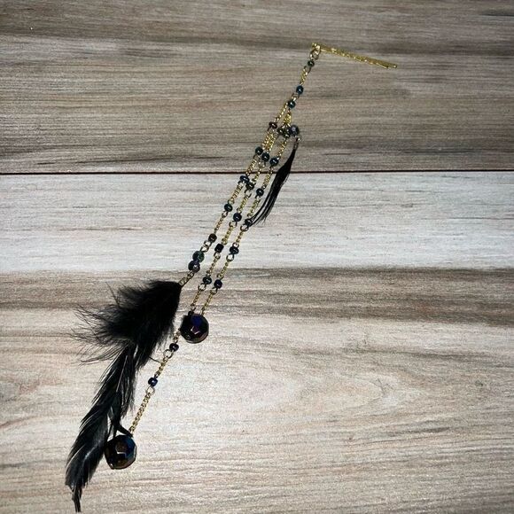 Hair Extension Hair Bobby Pin Blue Gold Tome Boho Hippie Chic Genuine Feather - Picture 1 of 6